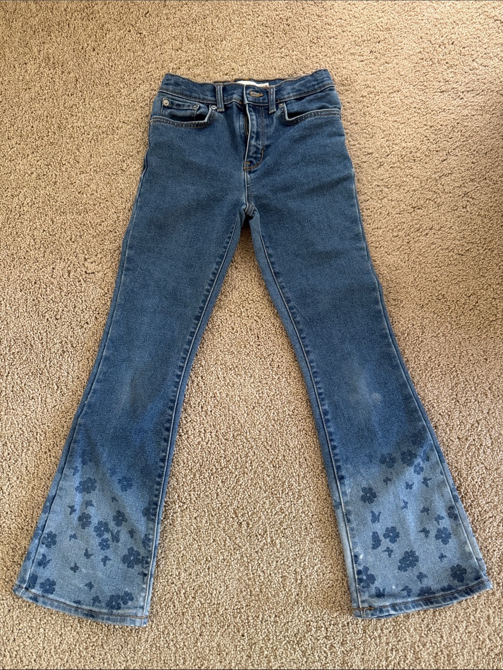 Girl’s Levi’s  Blue Floral Hem Flared Jeans